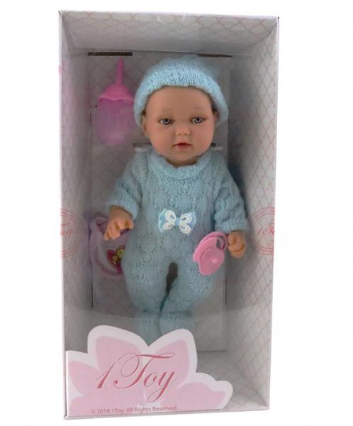 Куколка Baby Doll в голубом комбинезончике и шапочке, 28 см  