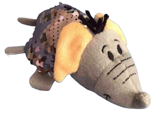 Плюшевая игрушка Вывернушка Блеск с пайетками - Слон-Тигр, 12 см  