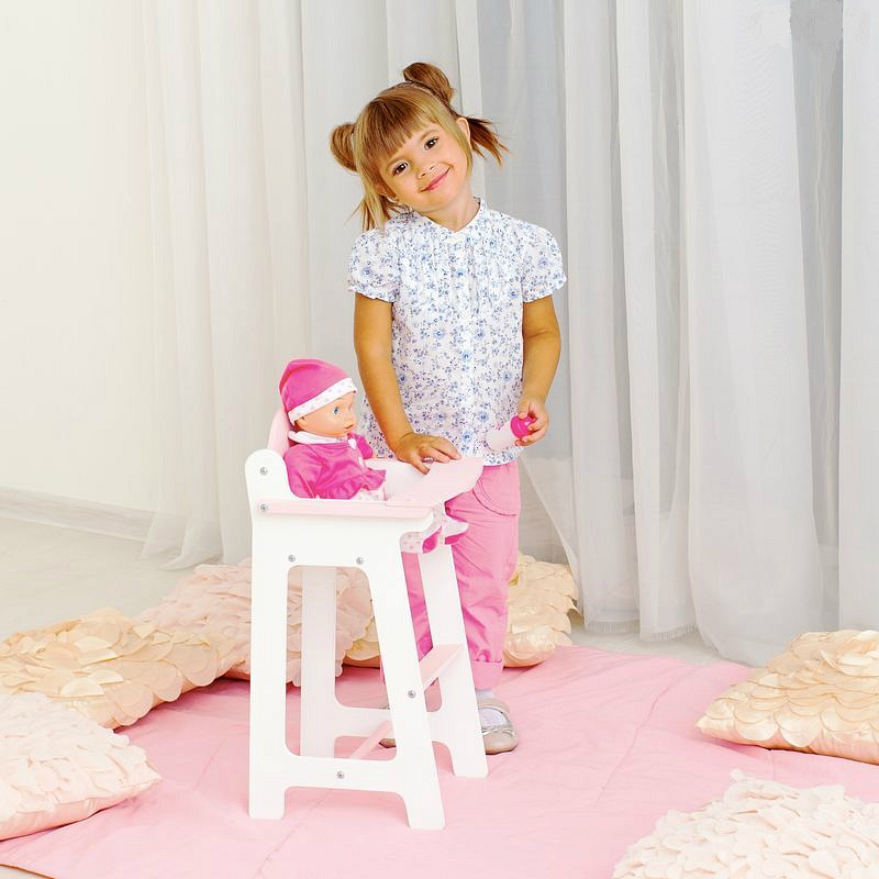 Кукольный стул для кормления, цвет розовый  