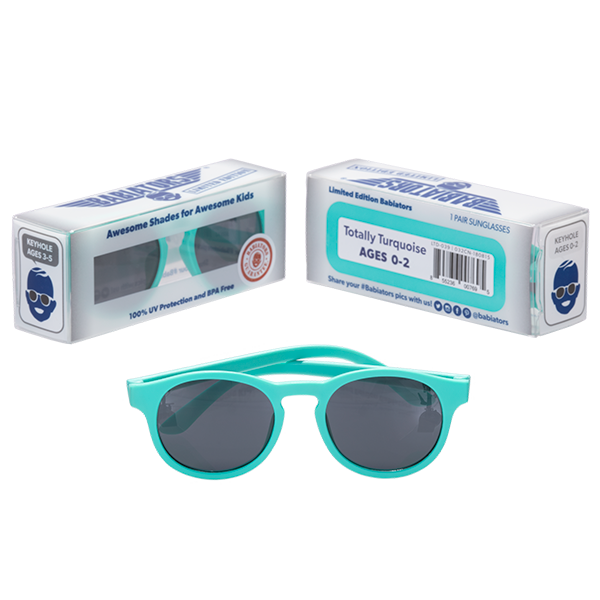 Солнцезащитные очки из серии Babiators Original Keyhole - Весь бирюзовый Totally Turquoise, дымчатые, Classic 3-5 лет  