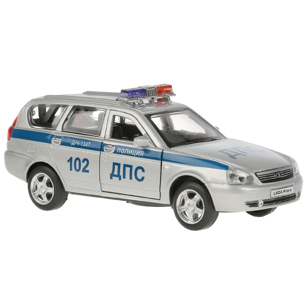 Машина Полиция Lada 2171 Priora 12 см свет-звук двери и багажник открываются металлическая   