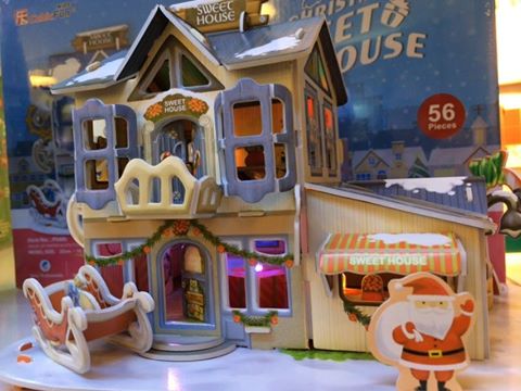 3D-пазл с подсветкой - Рождественский домик 2, 56 деталей  