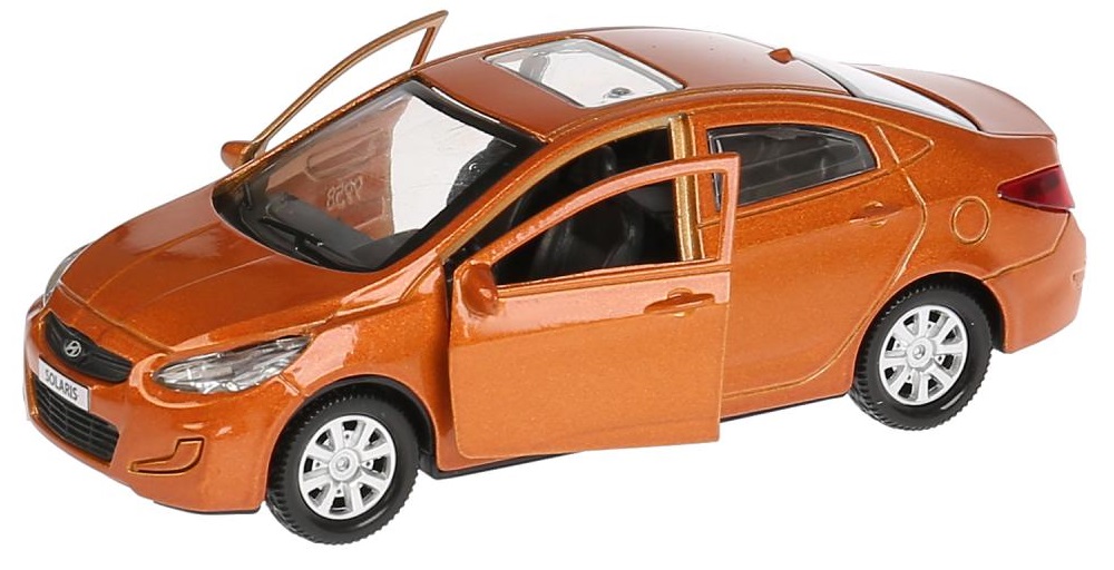 Модель Hyundai Solaris, золотой, 12 см, открываются двери, инерционный  