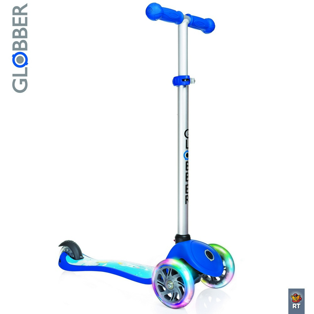 Самокат Y-SCOO Globber Primo Fantasy с 3 светящимися колесами Rocket Navy Blue Самокат Y-SCOO Globber Primo Fantasy с 3 светящимися колесами Rocket Navy BlueТрехколесные самокаты<br>Самокат Y-SCOO Globber Primo Fantasy с 3 светящимися колесами Rocket Navy Blue<br>