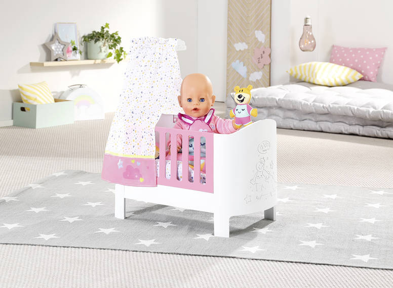 Кроватка для кукол Baby born, с балдахином и постельным бельем  