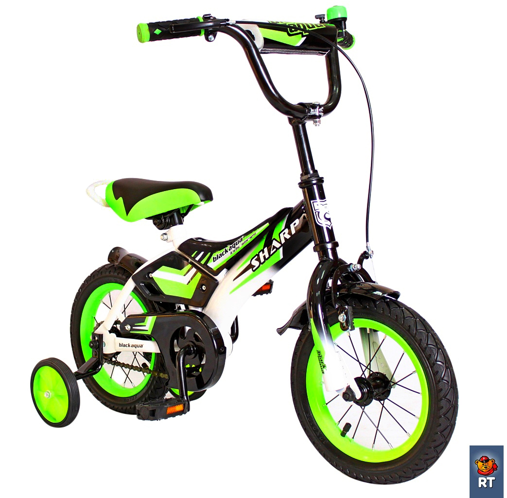 Двухколесный велосипед Sharp, диаметр колес 12 дюймов, зеленый  