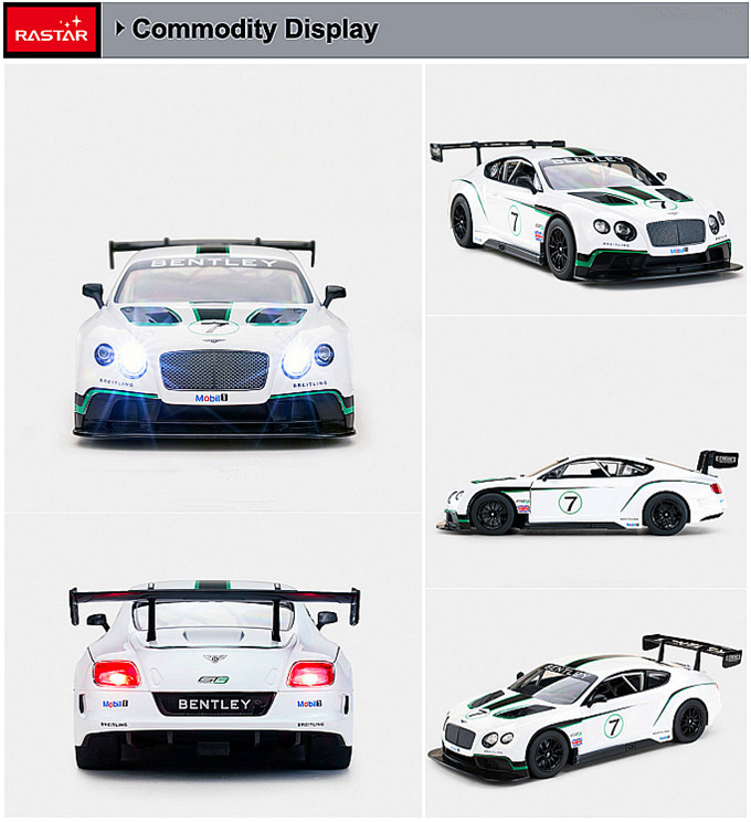 Машина на р/у - Bentley Continental GT3, белый, 1:14, свет  