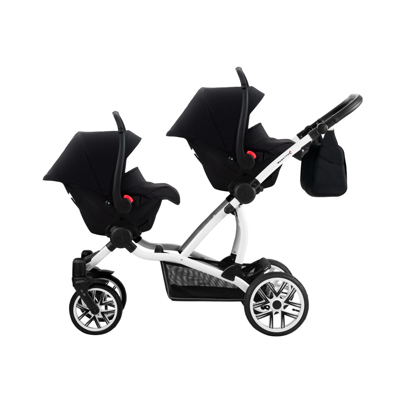 Детская прогулочная коляска Bebetto42 Sport для двойни, светло-коричневая, шасси белая/BIA  