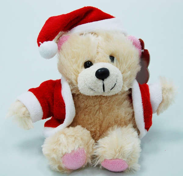 Мягкая игрушка - Медвежонок новогодний в костюме, 20 см