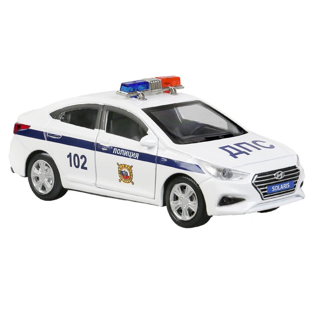 Инерционная металлическая модель - Hyundai Solaris – Полиция, 12 см, цвет белый  