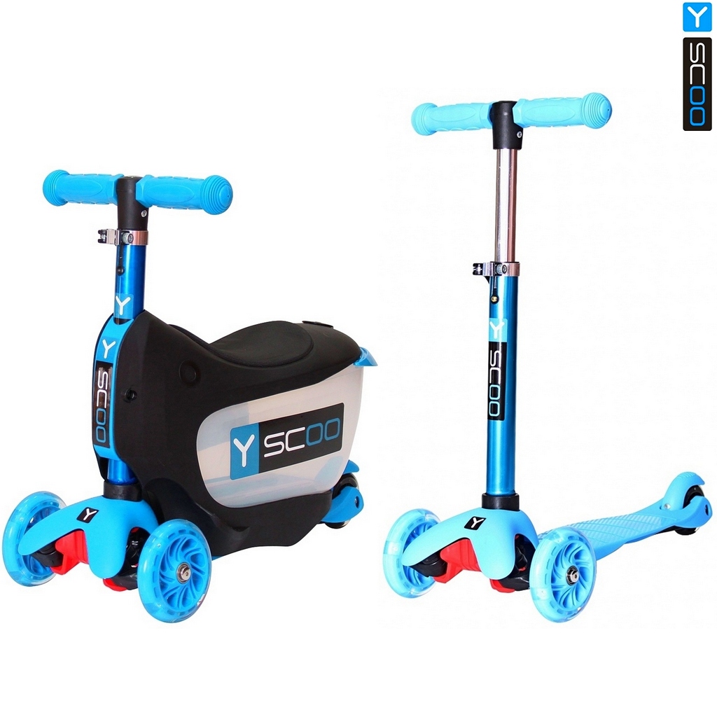 Каталка-самокат 3 в 1 Y-Scoo Mini Jump&Go, голубой, со светящимися колесами Каталка-самокат 3 в 1 Y-Scoo Mini Jump&Go, голубой, со светящимися колесамиТрехколесные самокаты<br>Каталка-самокат 3 в 1 Y-Scoo Mini Jump&Go, голубой, со светящимися колесами<br>