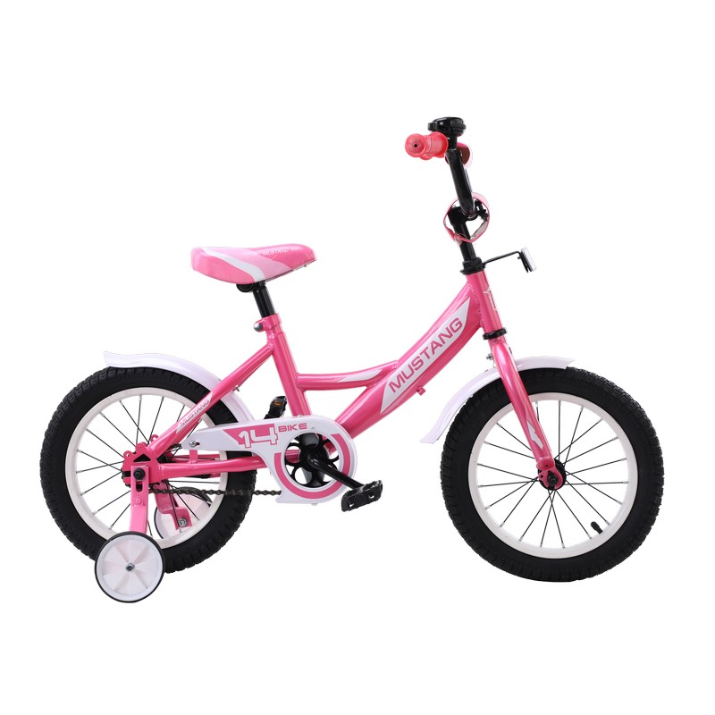 Велосипед детский 14' a-тип со звонком и страховочными колесами бело-розовый  