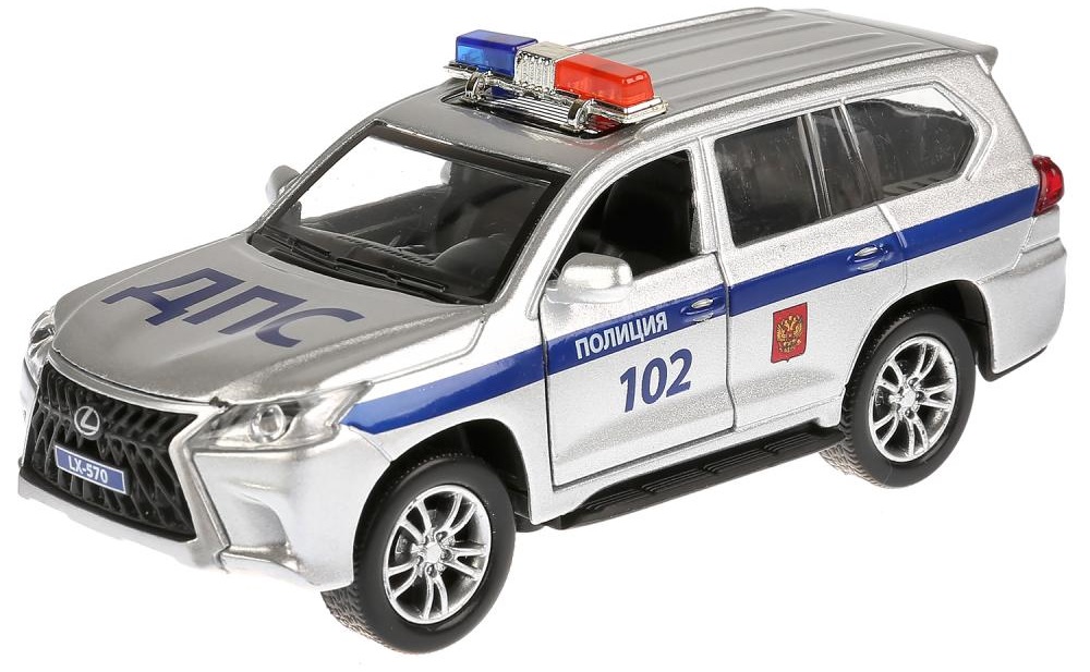 Инерционная металлическая машина Lexus LX-570 - Полиция, длина 12 см  