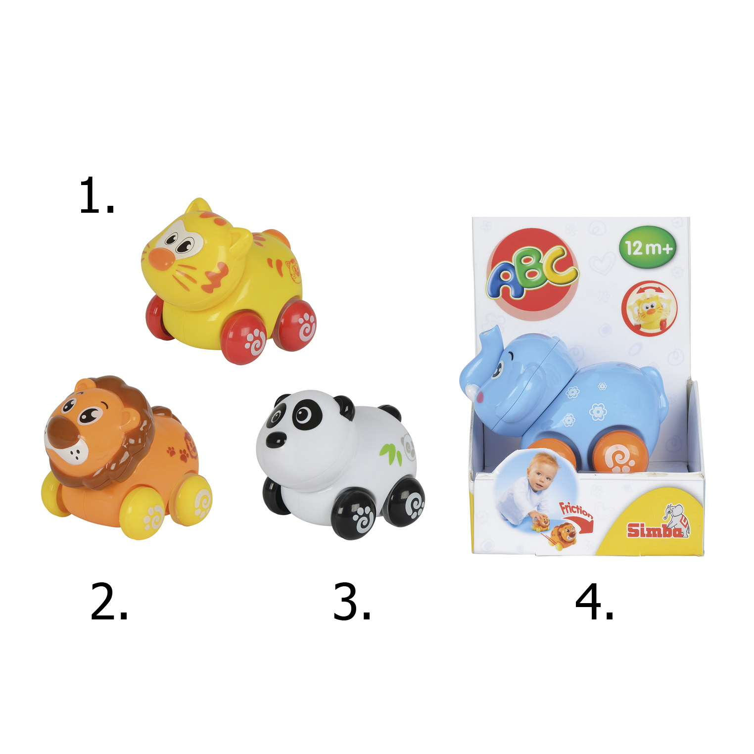 Игрушка с фрикционным механизмом - Животные на колесиках, 8 см., 4 вида Игрушка с фрикционным механизмом - Животные на колесиках, 8 см., 4 видаРазвивающие игрушки Simba Baby<br>Игрушка с фрикционным механизмом - Животные на колесиках, 8 см., 4 вида<br>