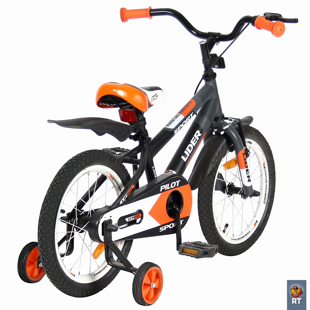 Двухколесный велосипед Lider Pilot, диаметр колес 16 дюймов, черный/оранжевый  