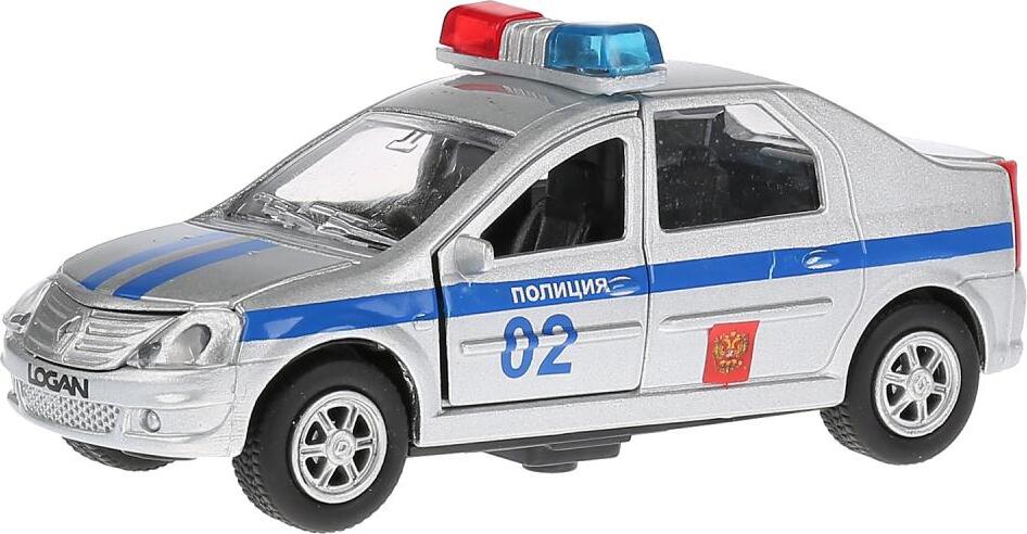 Полиция Renault Logan - металлическая инерционная машина - , масштаб 1:43, со светом и звуком  