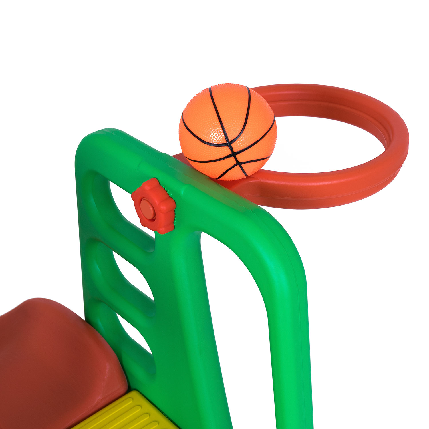 Детский игровой комплекс для дома и улицы: детская горка, баскетбольное кольцо с мячом, подвесные качели  
