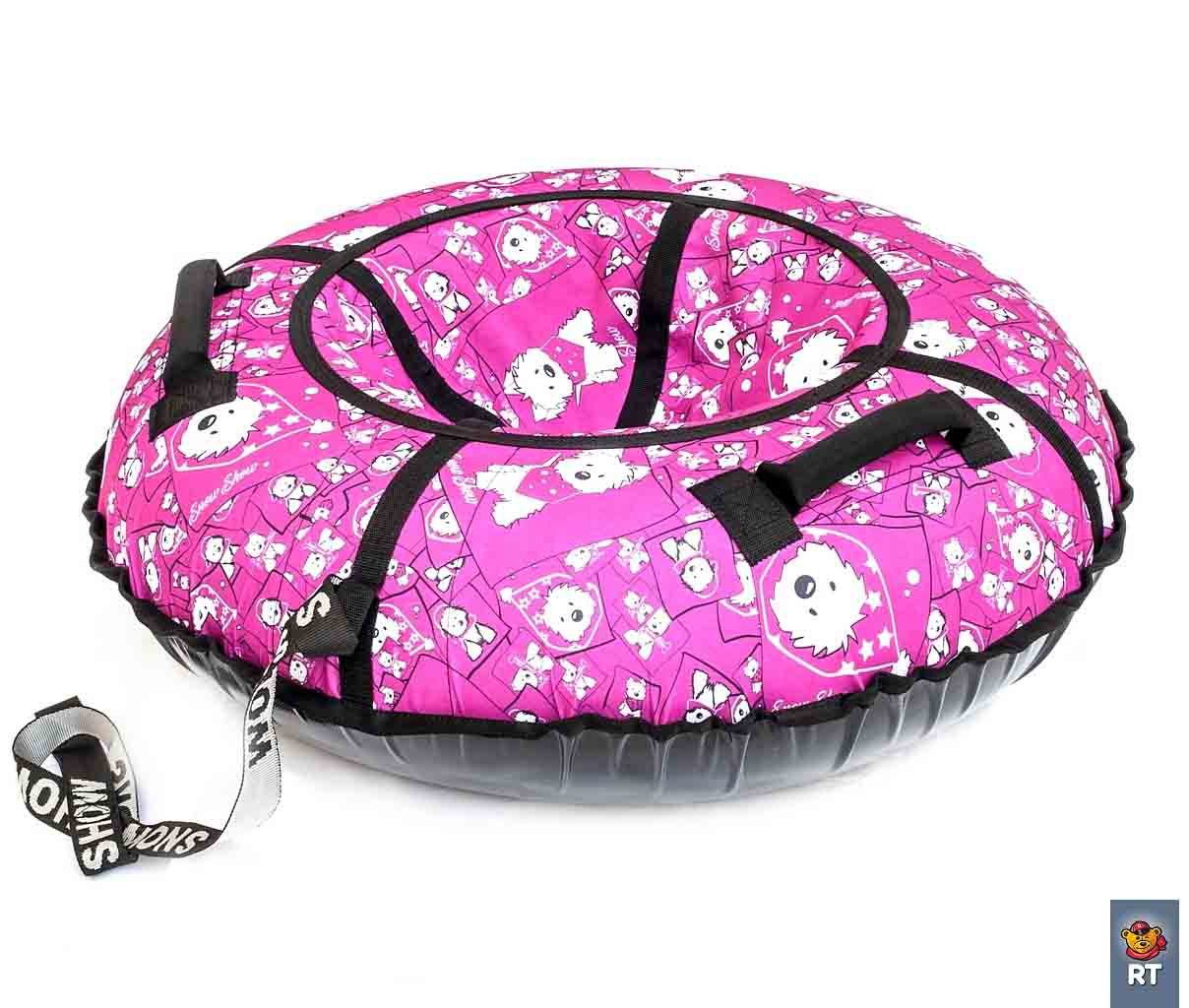 Санки надувные – Тюбинг, собачки на розовом, диаметр 105 см  