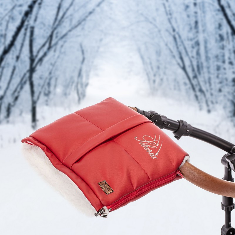 Муфта меховая для коляски Nuovita Siberia Lux Bianco Rosso/Красный  