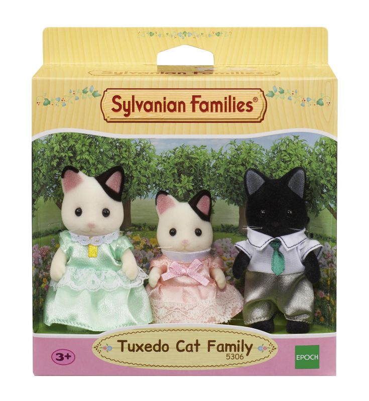 Семья Черно-белых котов из серии Sylvanian Families, 3 фигурки  