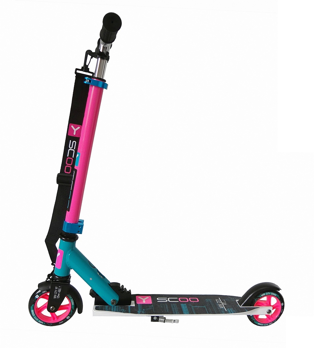 Двухколесный самокат Mini City 125 Montreal pink+light blue Y-Scoo, 4418RT
