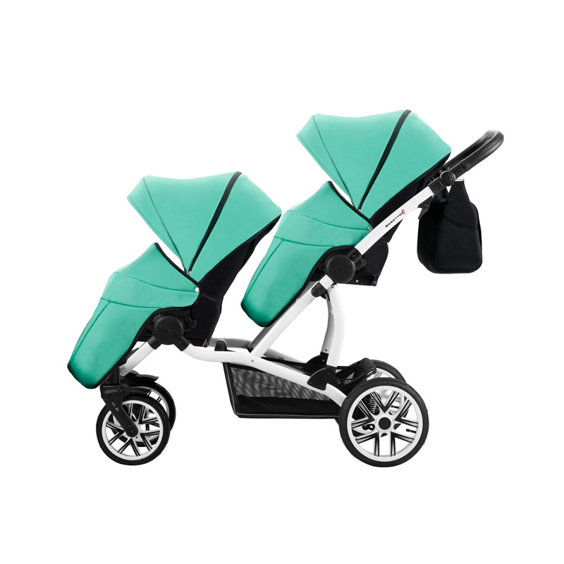 Модульная детская коляска 2 в 1 для двойни Bebetto 42 - шасси белая/BIA - W1  