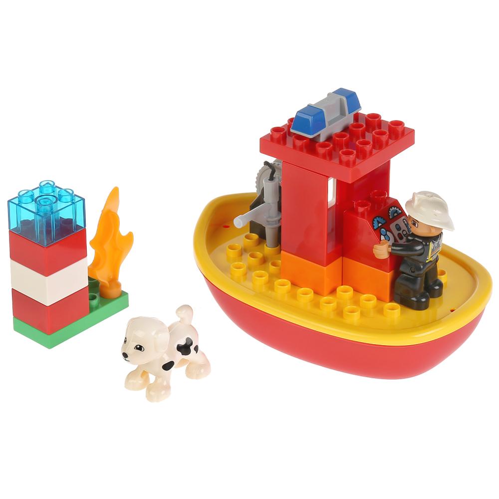 Конструктор – Большие кубики: Пожарный катер, 19 деталей  