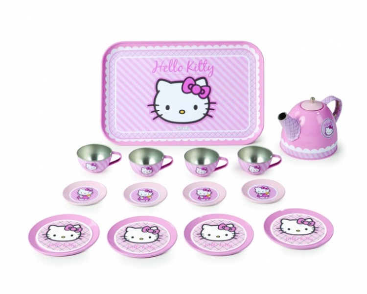 Набор металлической посуды на 14 предметов, Hello Kitty Набор металлической посуды на 14 предметов, Hello KittyАксессуары и техника для детской кухни<br>Набор металлической посуды на 14 предметов, Hello Kitty<br>
