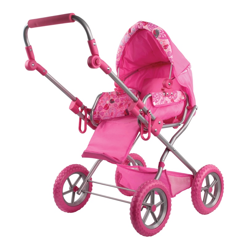 Зимняя коляска с сумкой розовая  