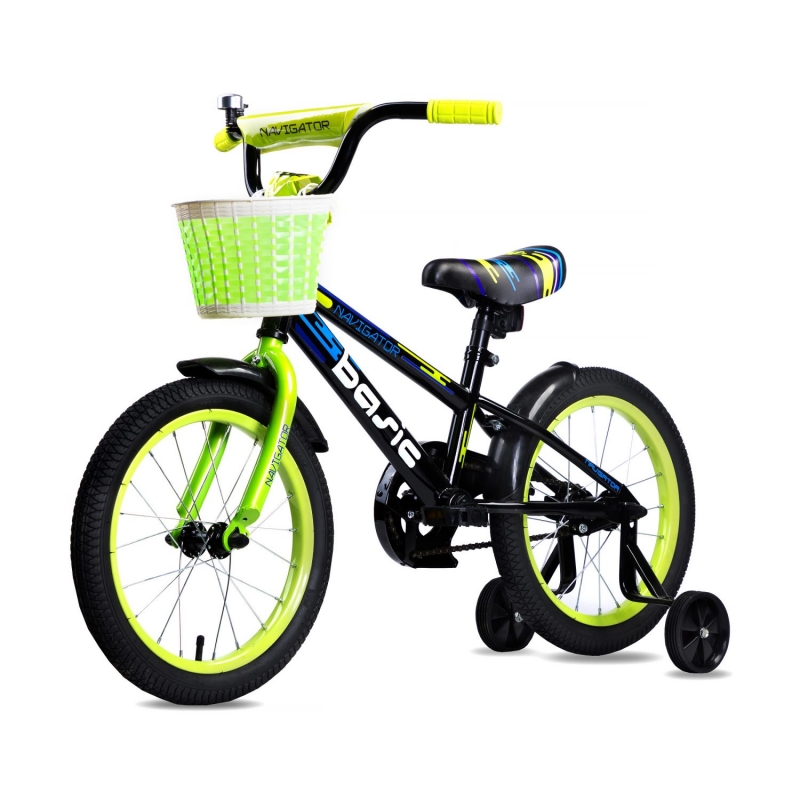 Детский велосипед Navigator Basic, колеса 16", стальная рама, стальные обода, ножной тормоз  