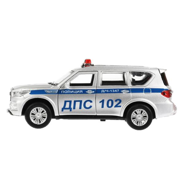 Модель Полиция Infiniti QX80 свет-звук 12 см двери и багажник открываются металлическая инерционная  