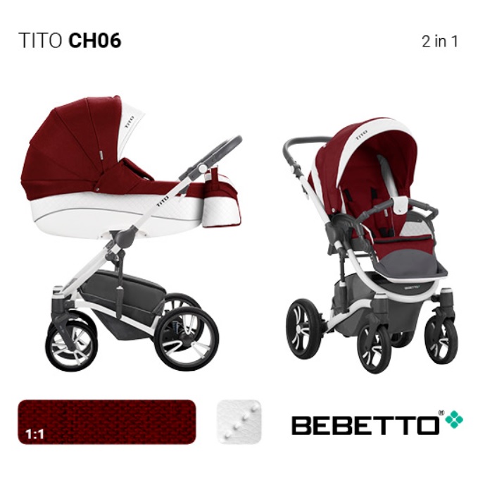 Детская коляска Bebetto Tito Chanel 2 в 1, шасси белая/BIA  