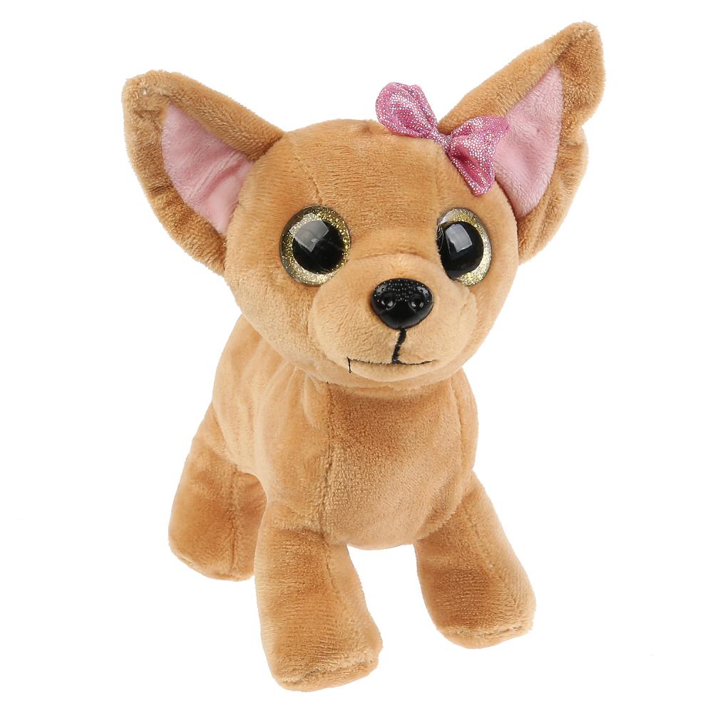 Мягкая игрушка – Собачка, 15 см в красной сумочке из пайеток  