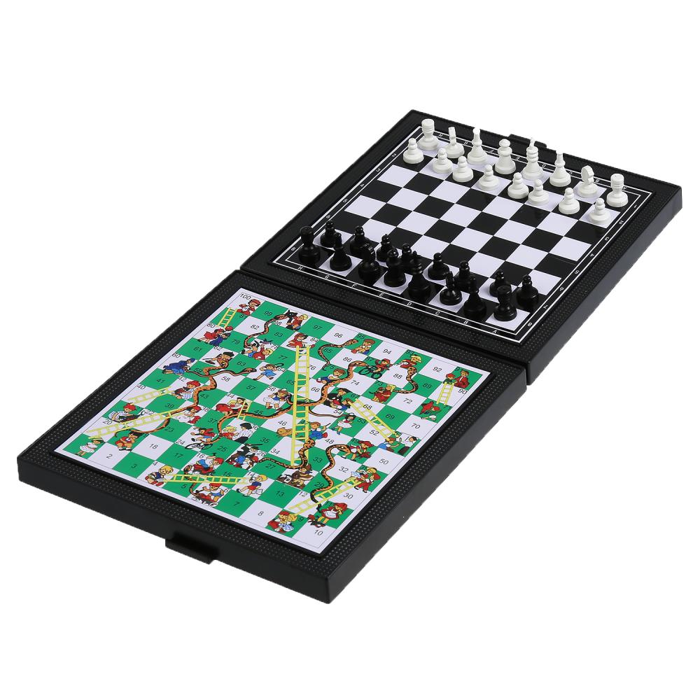 Шахматы магнитные 3 в 1 - Шахматы и 2 настольные игры  