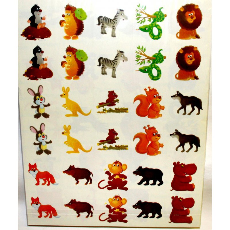 Наклейки на шкафчики для детского сада – Дикие животные  
