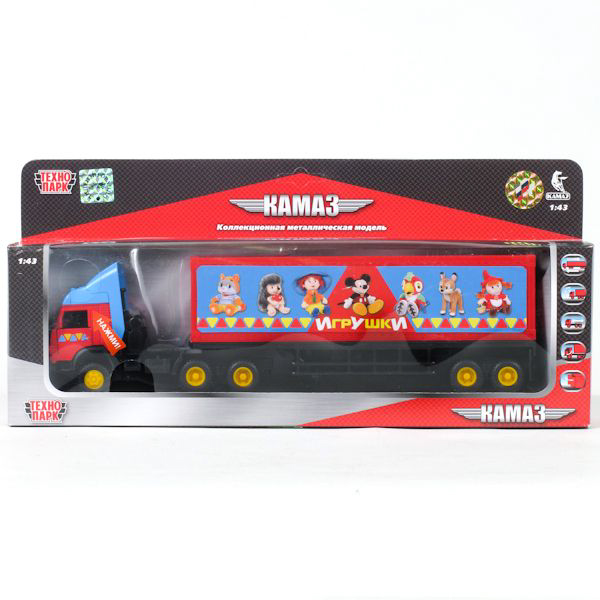 Инерционная металлическая машина КАМАЗ "Игрушки" свет, звук 1:43