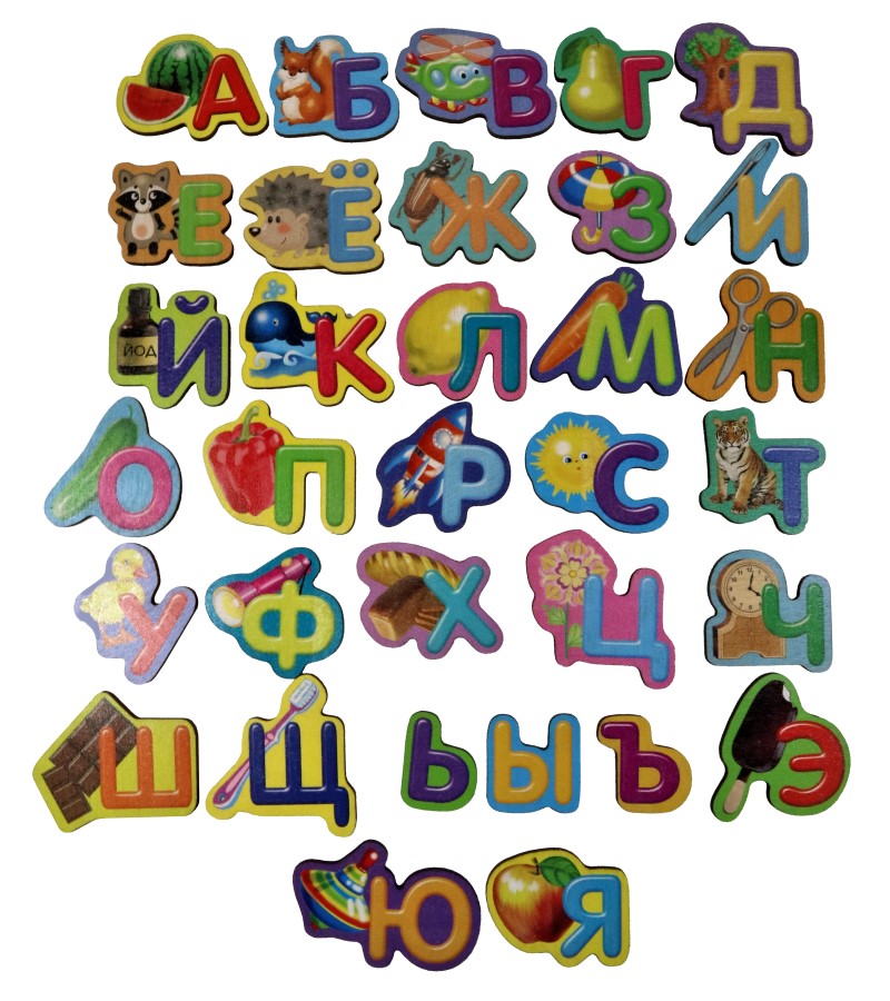 Магнитная азбука деревянная, 33 буквы  