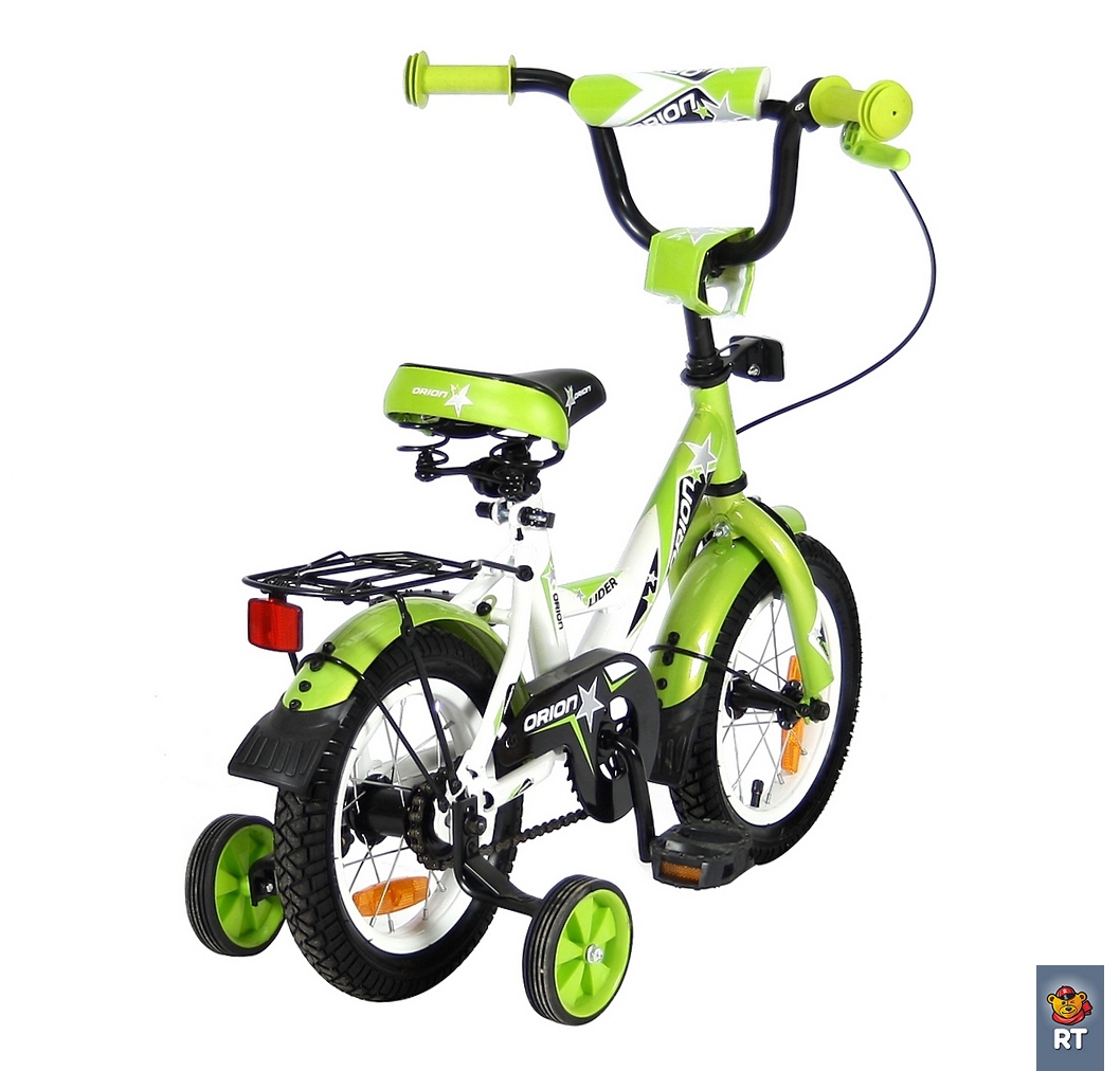 Двухколесный велосипед Lider Orion диаметр колес 12 дюймов, белый/зеленый  