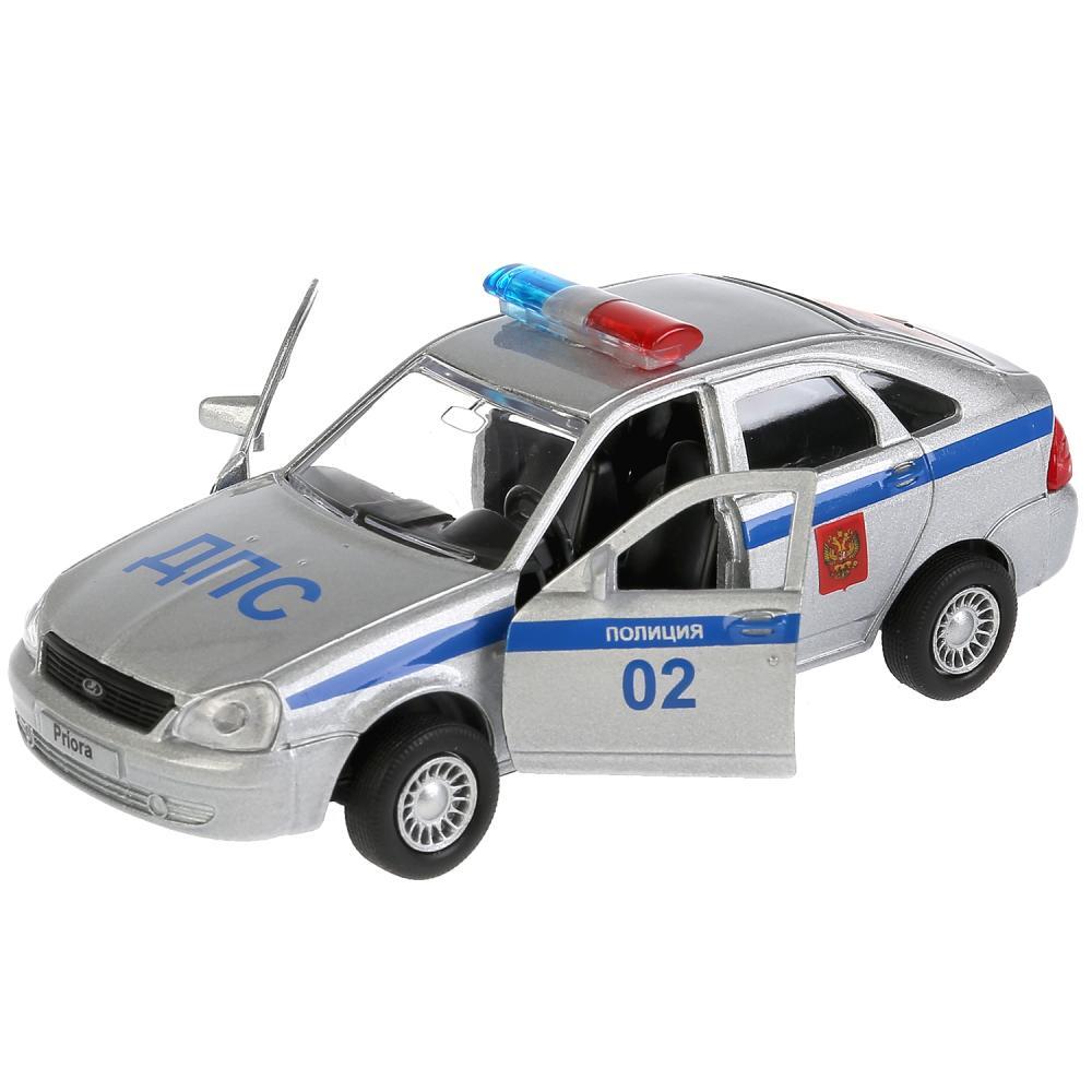 Машина металлическая Lada Priora хэтчбек Полиция 12 см, открываются двери, инерционная WB) 
