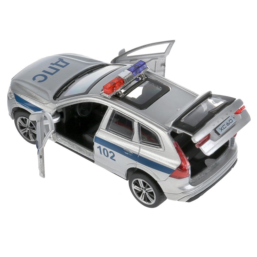 Машина - Volvo Xc60 R-Desing - Полиция, 12 см, свет-звук инерционный механизм, цвет серебристый  