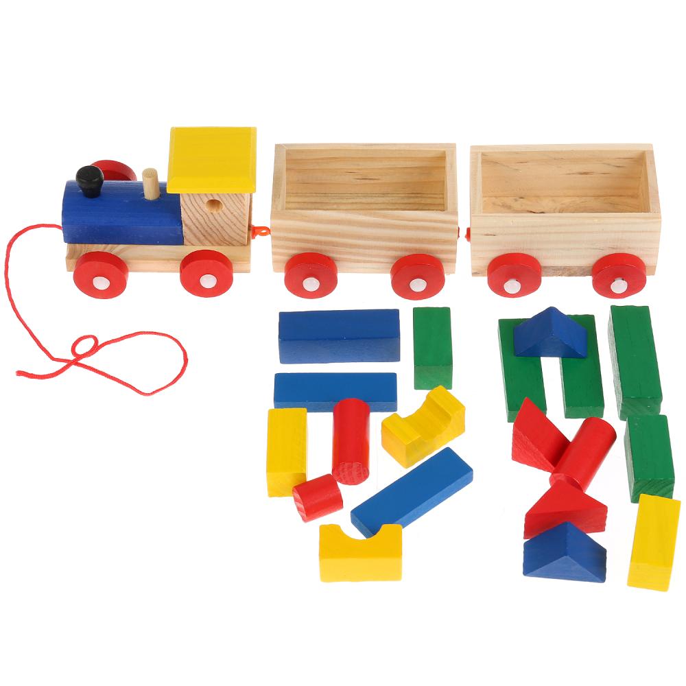 Деревянная развивающая игрушка – Паровоз-конструктор  