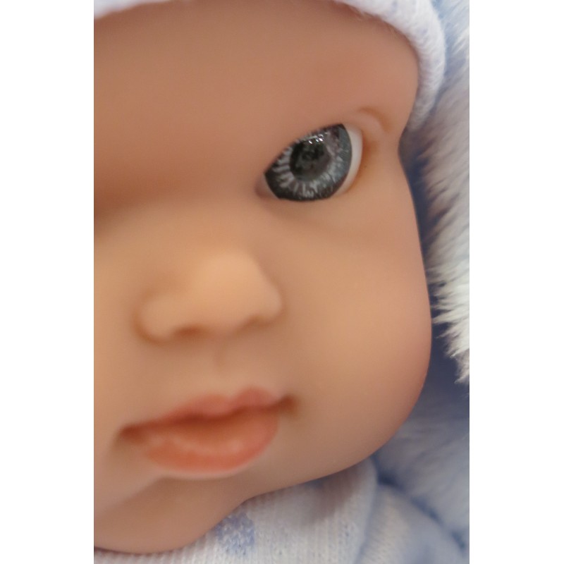 Кукла-младенец Роберто на голубом одеяле, 21 см.  