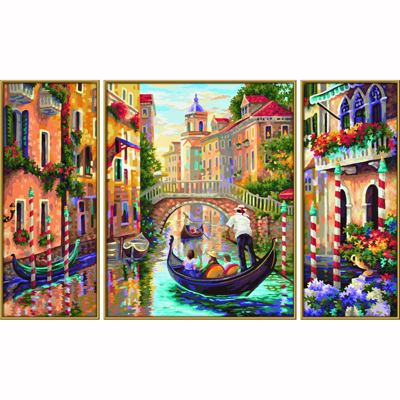 Раскраска по номерам – Триптих, Венеция - город в Лагуне, 50 х 80 см  