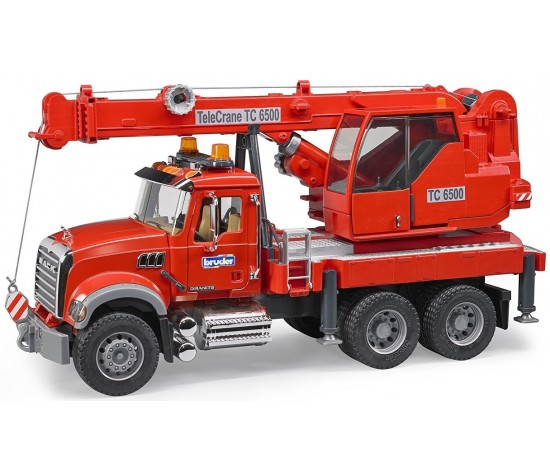 Автокран Mack с модулем со световыми и звуковыми эффектами, красный Автокран Mack с модулем со световыми и звуковыми эффектами, красныйБетономешалки, краны, самосвалы Bruder<br>Автокран Mack с модулем со световыми и звуковыми эффектами, красный<br>