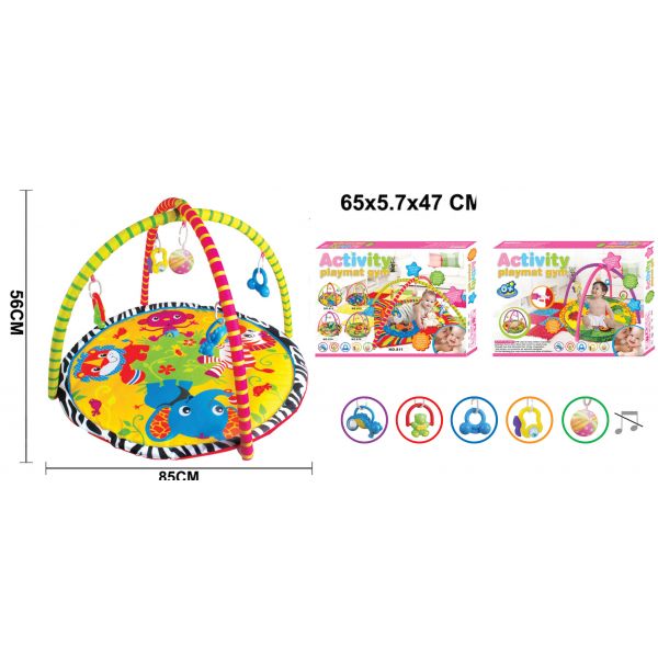 Детский игровой коврик с погремушками на подвеске   