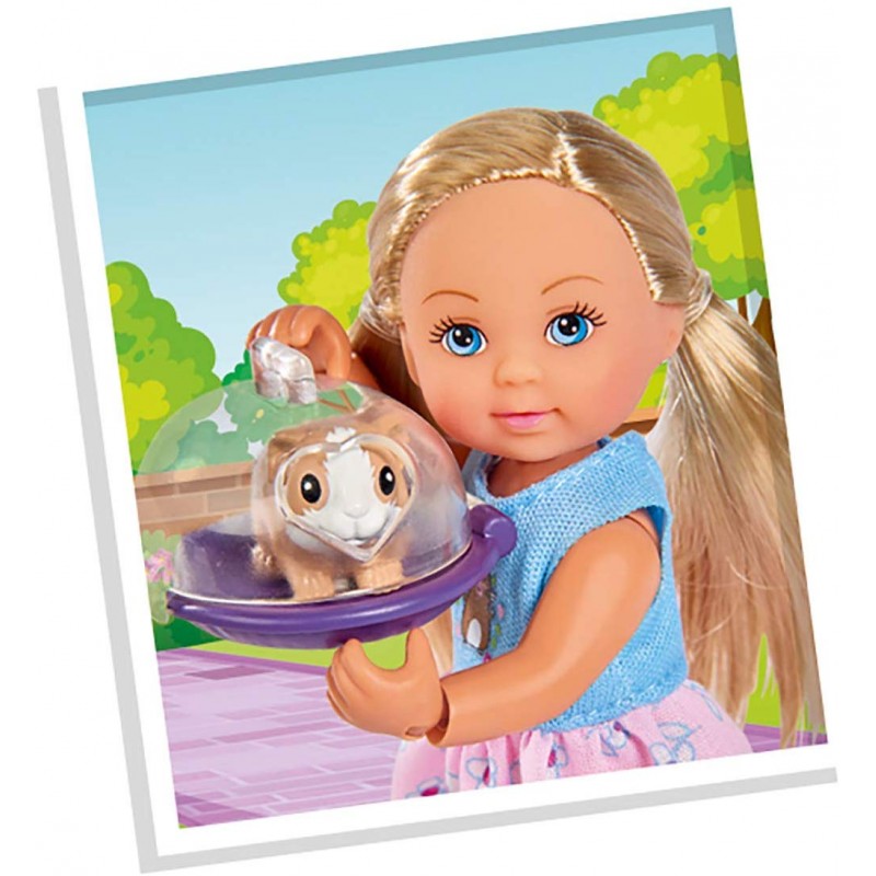 Кукла Еви 12 см с морской свинкой в переноске  