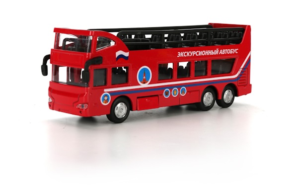 Металлический двухэтажный автобус, 15 см  