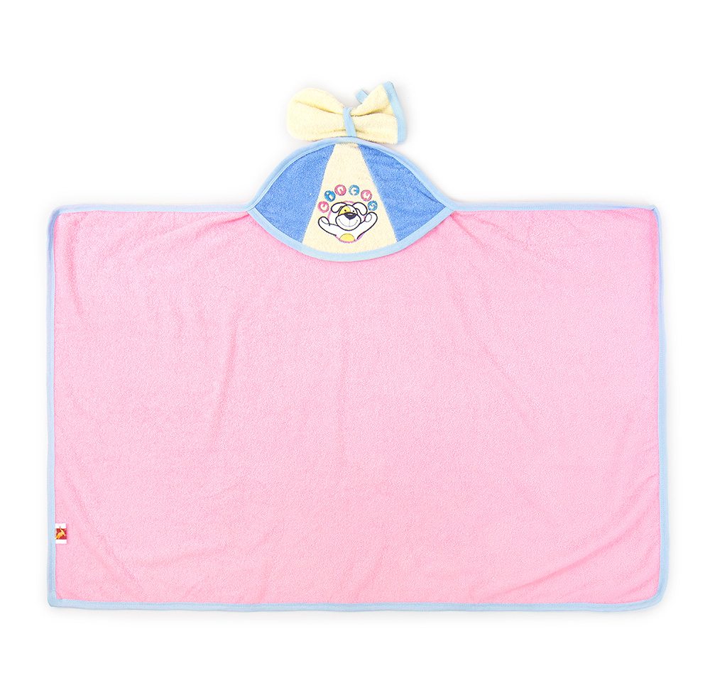 Полотенце с капюшоном и массажная рукавичка из серии Циркус, розовый  