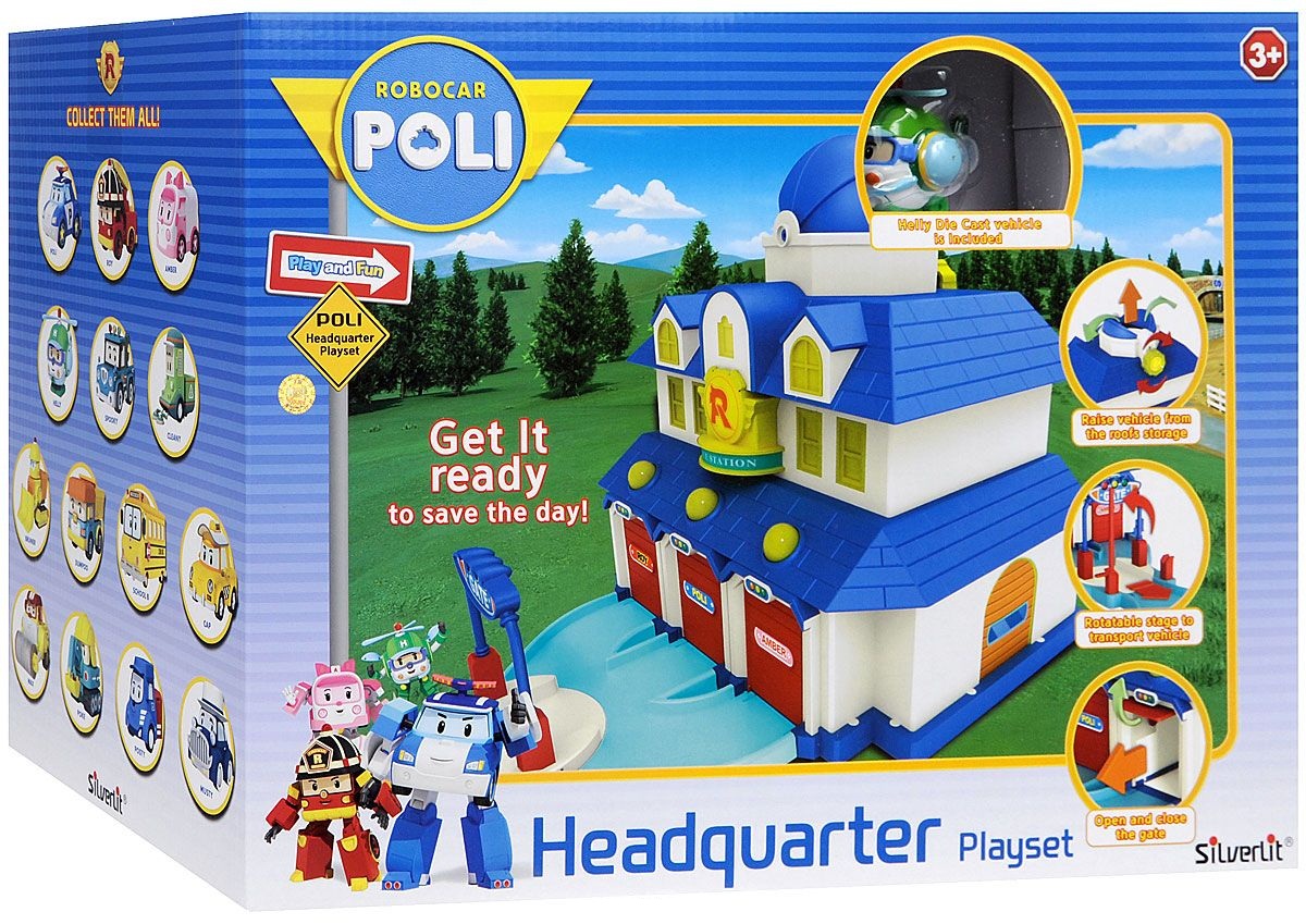 Детский игровой набор Штаб квартира Robocar Poli и вертолет Хэли  