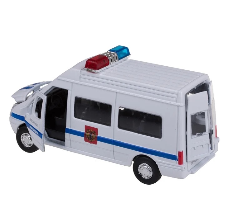 Машина металлическая инерционная Ford Transit - Полиция, со светом и звуком   